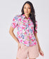 Short Sleeve Classic Collar Pink Printed Top